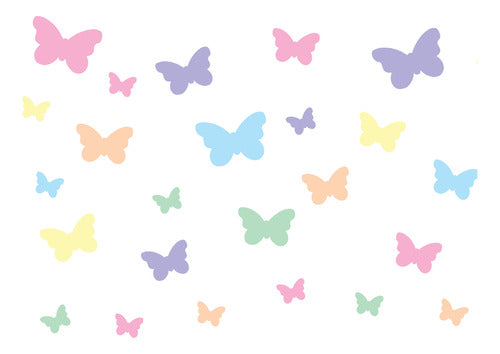 Adesivo De Parede Infantil 42 Borboletas Tons Pastel 6 Cores