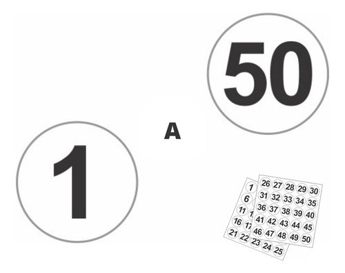 Adesivo Numerado 1 A 50 Redondo Carro Armário Mesa 5cm