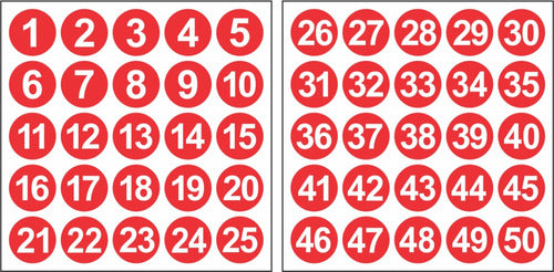 Adesivos Números 1 A 50 Redondo Carro Armário Mesa Bar 2,5cm