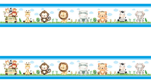 Kit 2 Faixa Decorativa De Parede Infantil Border Bebê Safari