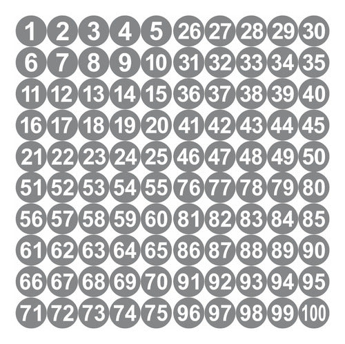 Adesivos Números 1 A 100 Redondo Cinza Numerado 10cm 2 Kits