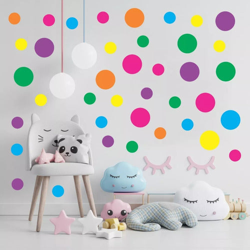 Adesivo Decoração 170 Bolinhas Infantil 2 Tam. Cores Vivas