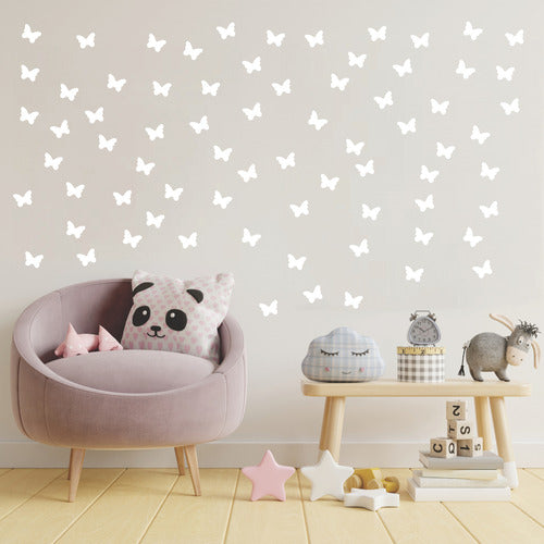 Adesivo De Parede Infantil 72 Borboletas Brancas Quarto