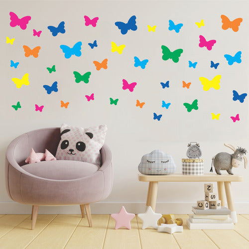 Adesivo De Parede Infantil 42 Borboletas 6 Tons Vivos Quarto