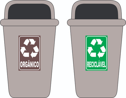 Kit Adesivos P/ Lixeiras Coleta Seletiva Reciclável Orgânico