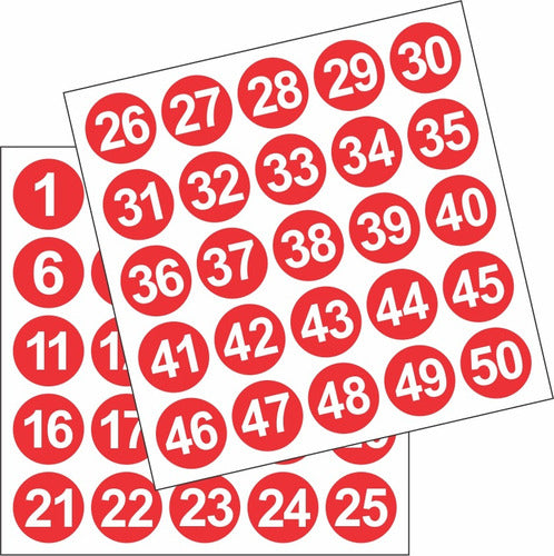 Adesivos Números 1 A 50 Redondo Carro Armário Mesa Bar 2,5cm