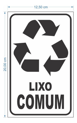 6 Adesivos Lixo Comum P/ Lixeiras - 20x12cm Coleta Seletiva
