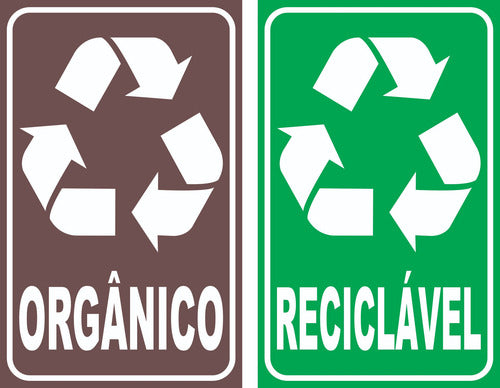 Kit Adesivos P/ Lixeiras Coleta Seletiva Reciclável Orgânico