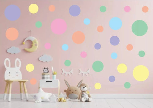 Adesivos De Parede Infantil Bolinha 62uni Tons Pastéis 4 Tam