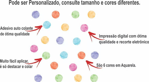 Adesivo De Parede Infantil 144 Bolinhas Aquarela Quarto