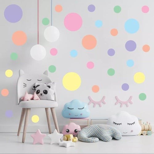Adesivos De Parede Infantil Bolinha 62uni Tons Pastéis 4 Tam