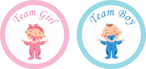 50 Adesivo Redondo Chá Revelação Menina Ou Menino Decoração