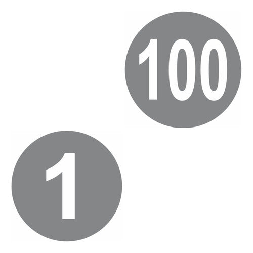Adesivos Números 1 A 100 Redondo Cinza Numerado 10cm 2 Kits