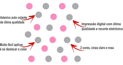 Adesivo De Parede Infantil 150 Bolinhas Cinza E Rosa Quarto