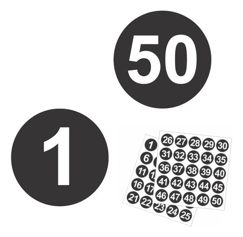 Adesivos Números 1 A 50 Redondo Carro Armário Mesa Bar 10cm