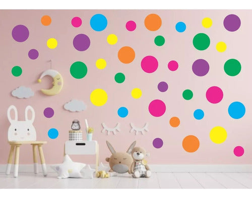 Adesivo Decoração 170 Bolinhas Infantil 2 Tam. Cores Vivas