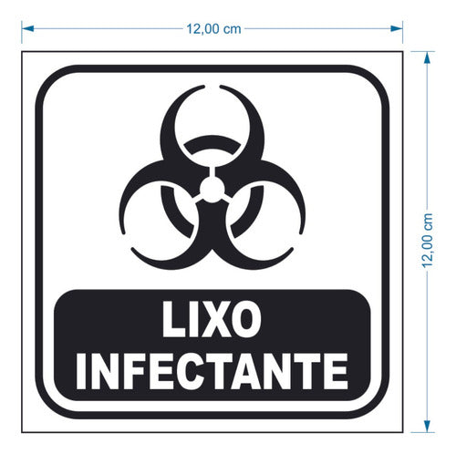 Kit 2 Adesivos Lixo Infectante + 2 Comum 12x12 Fundo Branco