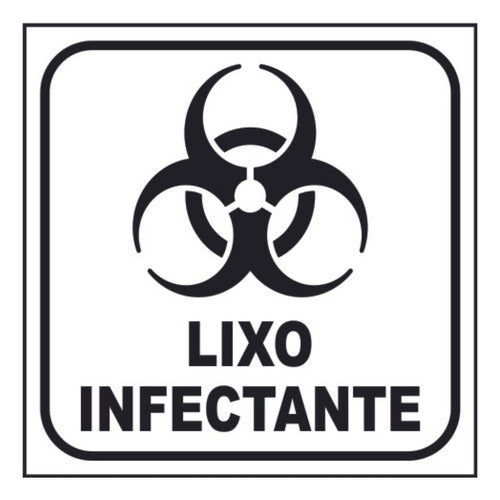 Kit 2 Adesivos Lixo Infectante + 2 Comum 12x12 Fundo Branco