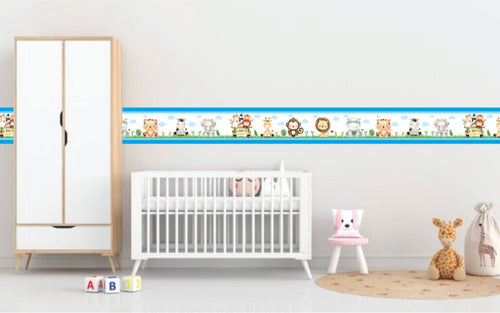 Kit 2 Faixa Decorativa De Parede Infantil Border Bebê Safari