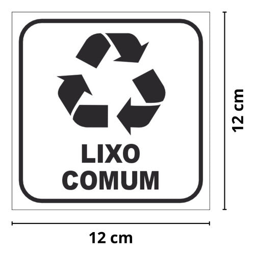 6 Adesivos P/ Lixeiras - Lixo Comum 12x12 - Fundo Branco