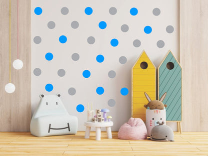 Adesivo De Parede Infantil 150 Bolinhas Cinza E Azul Quarto