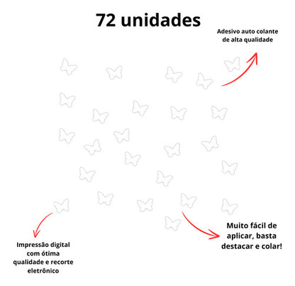 Adesivo De Parede Infantil 72 Borboletas Brancas Quarto