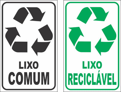 Kit Adesivos Lixo Comum E Reciclagem Coleta Seletiva 20x12cm