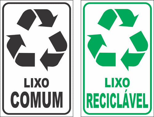 Kit Adesivos Lixo Comum E Reciclagem Coleta Seletiva 20x12cm