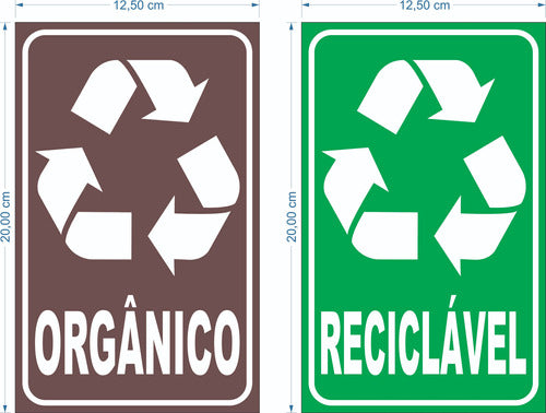 Adesivos Para Lixeiras/lixos Reciclável E Orgânico 20x12
