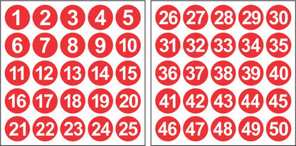 Adesivos Números 1 A 50 Redondo Carro Armário Mesa Bar 10cm