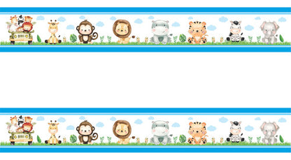 Kit 2 Faixa Decorativa De Parede Infantil Border Bebê Safari