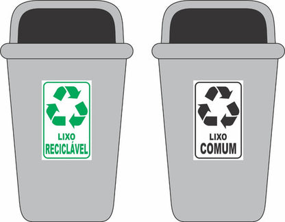 Kit Adesivos Lixo Comum E Reciclagem Coleta Seletiva 20x12cm