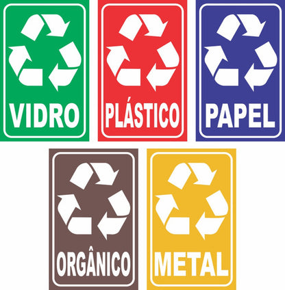 Adesivo Para Lixo/lixeira Reciclável 20x12 Resistente Vinil