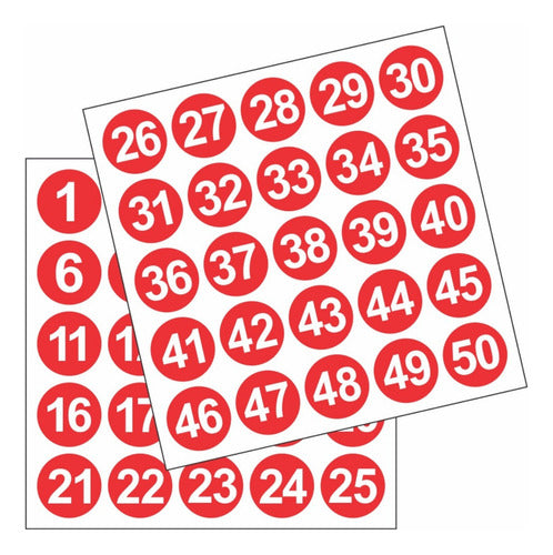 Adesivos Números 1 A 50 Redondo Carro Armário Mesa Bar 2,5cm