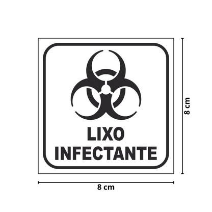 Adesivo Lixo Comum E Lixo Infectante 8x8cm Fundo Branco