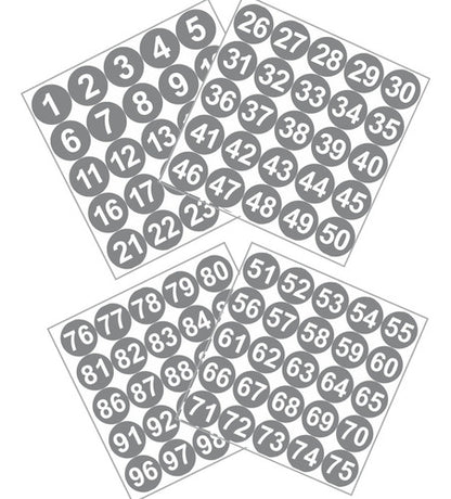 Adesivos Números 1 A 100 Redondo Cinza Numerado 10cm 2 Kits