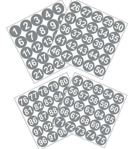 Adesivos Números 1 A 100 Redondo Cinza Numerado 10cm 2 Kits