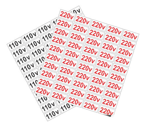 100 Etiquetas Adesivo Voltagem - 50uni 110v E 50uni 220v