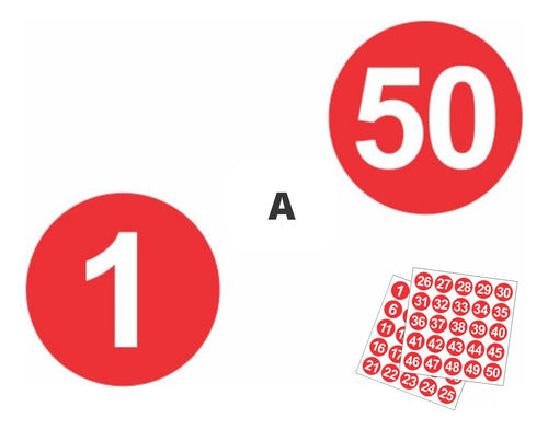 Adesivo Numerado 1 A 50 Redondo Carro Armário Mesa 5cm