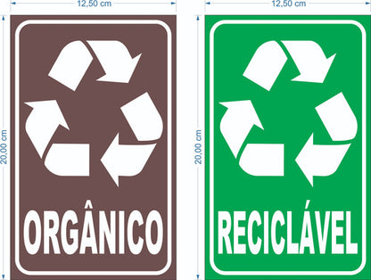 Kit Adesivos P/ Lixeiras Coleta Seletiva Reciclável Orgânico