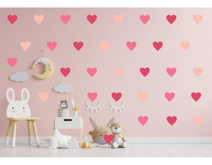 Adesivo Decorativo Coração 7cm 72 Unidades 3 Tons De Rosa
