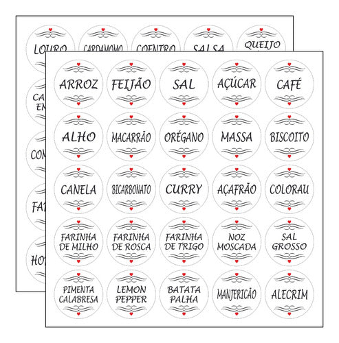 50 Etiquetas Adesivas Transparente P/ Porta Temperos E Grãos
