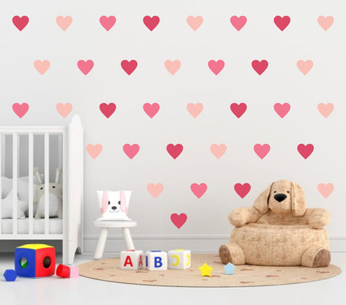 Adesivo Decorativo Coração 7cm 72 Unidades 3 Tons De Rosa