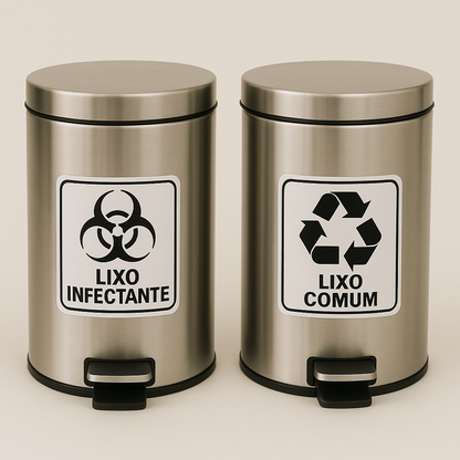 Adesivo Lixo Comum E Lixo Infectante 8x8cm Fundo Branco