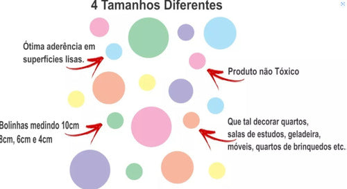 Adesivos De Parede Infantil Bolinha 62uni Tons Pastéis 4 Tam