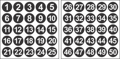 Adesivos Números 1 A 50 Redondo Preto Numerado 10cm 4 Kits