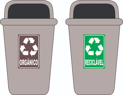 Kit Adesivos P/ Lixeiras Coleta Seletiva Reciclável Orgânico