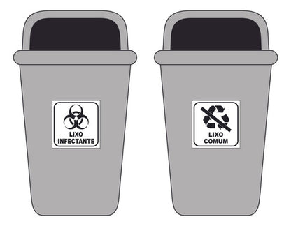 Kit 6 Adesivos Lixo Infectante + 6 Comum 12x12 Fundo Branco