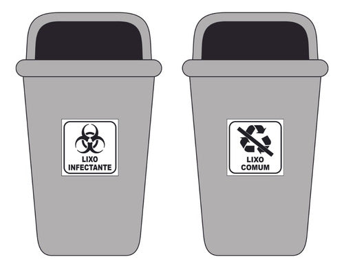 Kit 2 Adesivos Lixo Infectante + 2 Comum 12x12 Fundo Branco