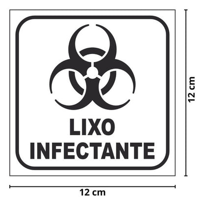 Kit 6 Adesivos Lixo Infectante + 6 Comum 12x12 Fundo Branco